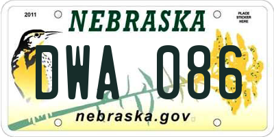 NE license plate DWA086