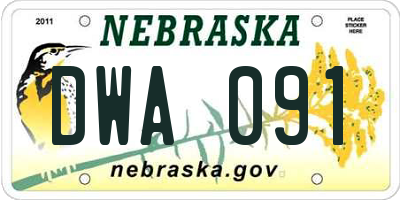 NE license plate DWA091