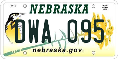 NE license plate DWA095
