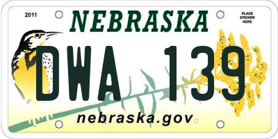 NE license plate DWA139