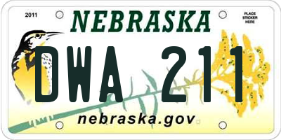 NE license plate DWA211
