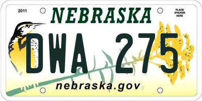 NE license plate DWA275