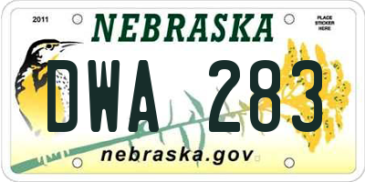 NE license plate DWA283