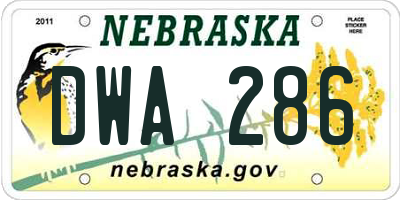 NE license plate DWA286