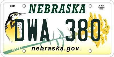 NE license plate DWA380