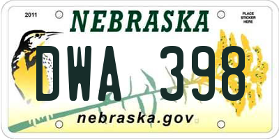 NE license plate DWA398