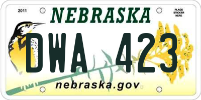 NE license plate DWA423
