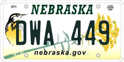 NE license plate DWA449