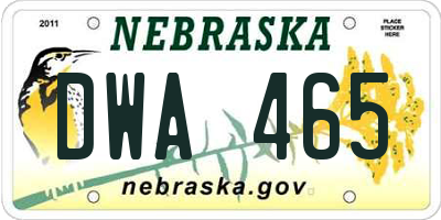 NE license plate DWA465
