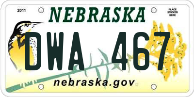 NE license plate DWA467
