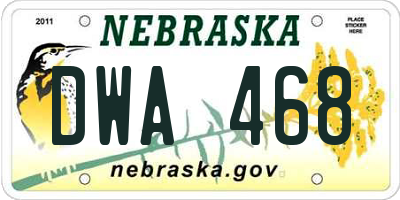 NE license plate DWA468