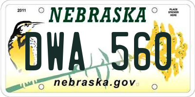 NE license plate DWA560