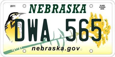 NE license plate DWA565