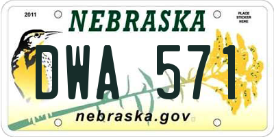 NE license plate DWA571