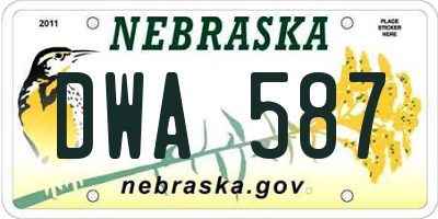 NE license plate DWA587