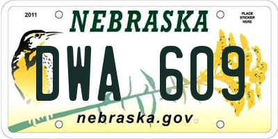 NE license plate DWA609