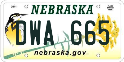 NE license plate DWA665