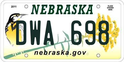 NE license plate DWA698