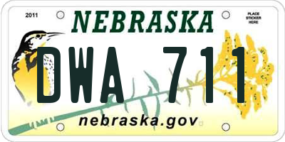 NE license plate DWA711