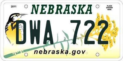 NE license plate DWA722