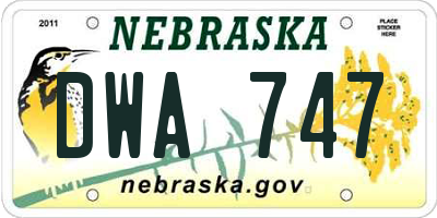 NE license plate DWA747