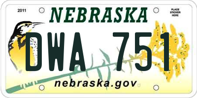 NE license plate DWA751