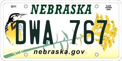 NE license plate DWA767