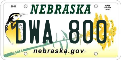NE license plate DWA800