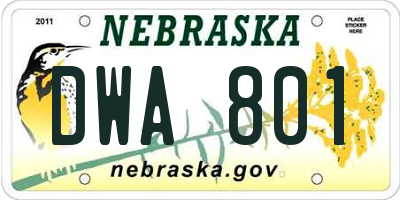 NE license plate DWA801
