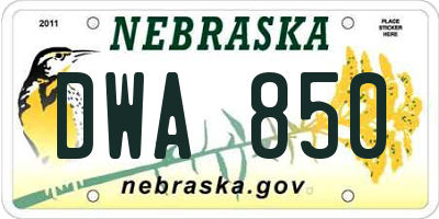 NE license plate DWA850