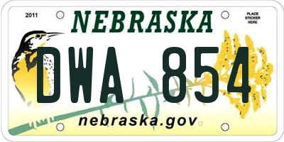 NE license plate DWA854