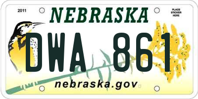 NE license plate DWA861