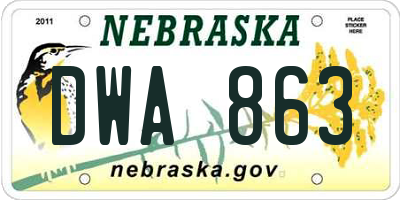 NE license plate DWA863