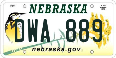 NE license plate DWA889