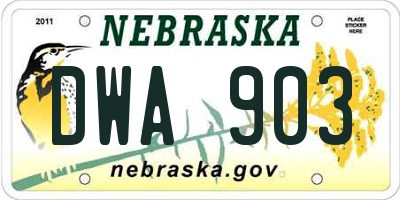 NE license plate DWA903