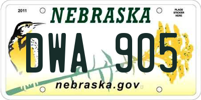 NE license plate DWA905