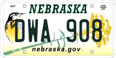 NE license plate DWA908