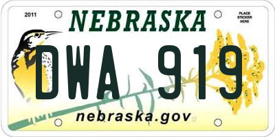 NE license plate DWA919