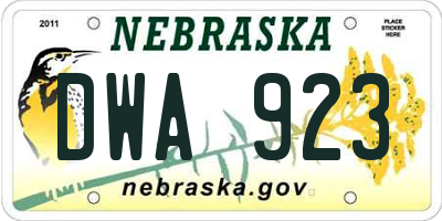 NE license plate DWA923