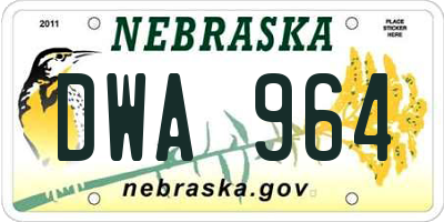 NE license plate DWA964