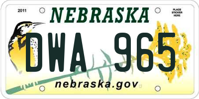 NE license plate DWA965