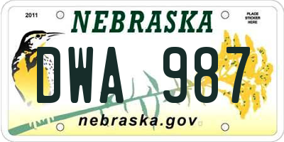 NE license plate DWA987