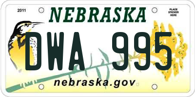 NE license plate DWA995