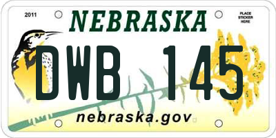 NE license plate DWB145