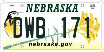 NE license plate DWB171