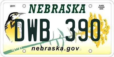 NE license plate DWB390