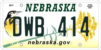 NE license plate DWB414