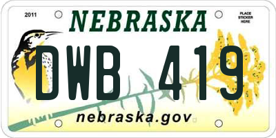 NE license plate DWB419