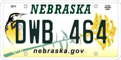 NE license plate DWB464