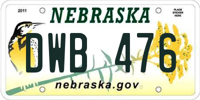 NE license plate DWB476